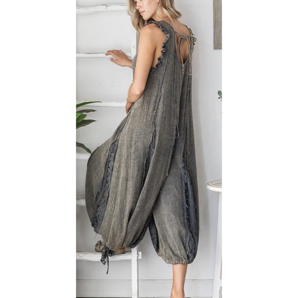 Oli & Hali Pants - Oli & Hali Cotton Gauze Washed Ruffle Romper S Relax Lagenlook Bohemian Coastal
